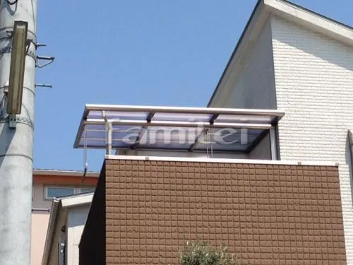 堺市南区 エクステリア工事 ベランダ屋根 フラットテラス屋根 2階用 F型 物干し