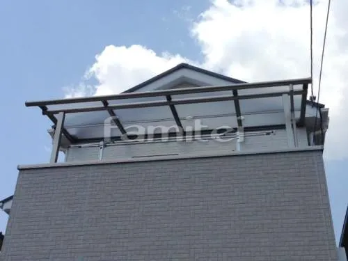 大阪狭山市 エクステリア工事 ベランダ屋根 レギュラーテラス屋根 2階用 Ｒ型アール屋根