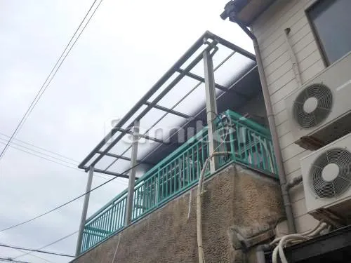 大阪市 エクステリア工事 ベランダ屋根 フラットテラス屋根 2階用 F型
