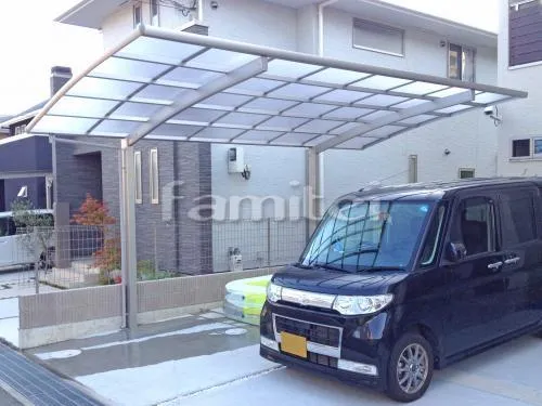 和泉市 エクステリア工事 カーポート YKKAP レイナポートグラン 1台用(単棟)  R型アール屋根