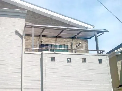 伊丹市 エクステリア工事 ベランダ屋根 レギュラーテラス屋根 2階用 R型アール屋根 物干し
