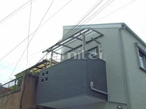 大阪市東淀川区 エクステリア工事 ベランダ屋根 レギュラーテラス屋根 2階用 R型アール屋根 物干し