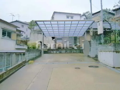 生駒市 エクステリア工事 カーポート 四国化成 マイポート 後柱仕様 横2台用(ワイド ツイン) F型フラット屋根