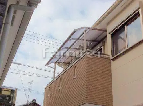 茨木市 エクステリア工事 ベランダ屋根 レギュラーテラス屋根 2階用 R型アール屋根 物干し