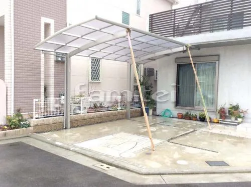 堺市東区 エクステリア工事 カーポート プライスポート 1台用(単棟) R型アール屋根