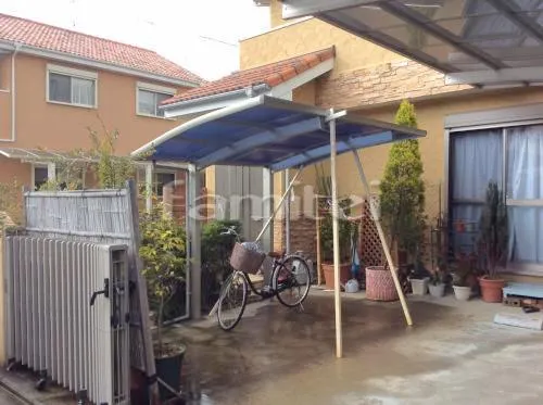 堺市 エクステリア工事 自転車バイク屋根 プライスポートミニ 駐輪場屋根 サイクルポート R型アール屋根