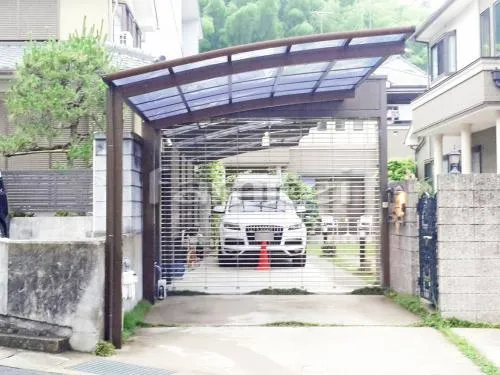 京都市山科区 エクステリア工事 カーポート プライスポート 1台用(単棟) R型アール屋根
