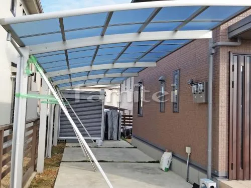 小野市 エクステリア工事 カーポート YKKAP レイナポートグラン 縦2台用(縦連棟) R型アール屋根
