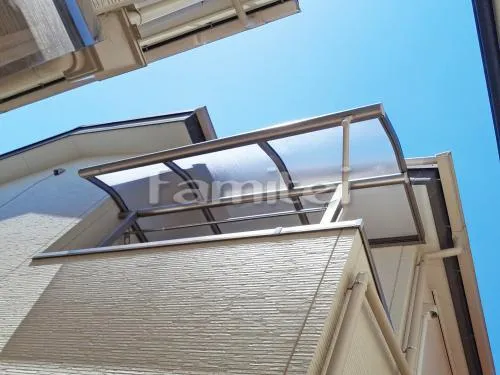 京都市伏見区 エクステリア工事 ベランダ屋根 レギュラーテラス屋根 2階用 R型アール屋根