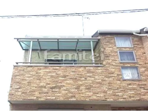 木津川市 エクステリア工事 ベランダ屋根 レギュラーテラス屋根 2階用 R型アール屋根 物干し