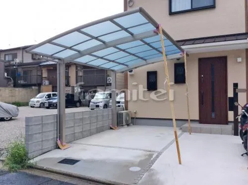 京都市右京区 エクステリア工事 カーポート YKKAP レイナポートグラン 1台用(単棟) R型アール屋根
