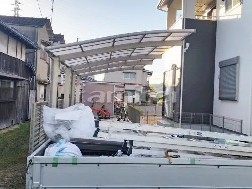 姫路市 エクステリア工事 カーポート LIXILリクシル ネスカR 縦2台用(縦連棟) R型アール屋根
