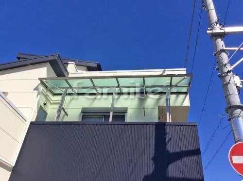 大阪市此花区 エクスエリア工事 ベランダ屋根 フラットテラス屋根 2階用 F型 物干し