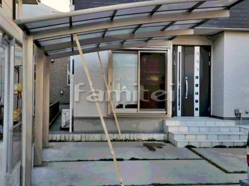 彦根市 エクステリア工事 カーポート 三協アルミ カムフィエース 1台用(単棟) R型アール屋根