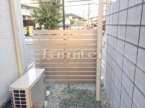 宝塚市 リフォーム部分工事 目隠しフェンス塀 平板 シルバー