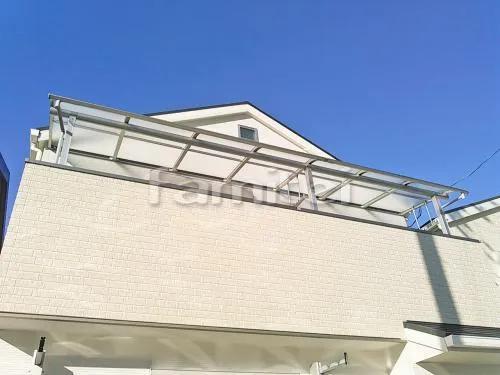 守口市 エクステリア工事 カーポート YKKAP レイナポートREグラン 1台用(単棟) R型アール屋根 前下がり 逆勾配 ベランダ屋根 YKKAP ヴェクターテラス屋根(ベクター) 2階用 R型アール屋根 水平式物干し