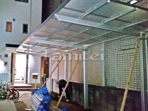 姫路市 エクステリア工事 カーポート LIXILリクシル ネスカF 縦2台用(縦連棟) F型フラット屋根