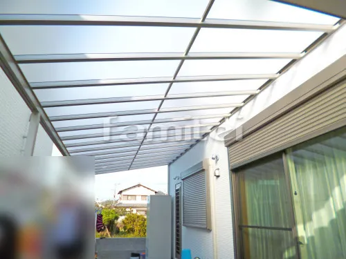 和歌山市 エクステリア工事 洗濯干し屋根 YKKAP ヴェクターテラス屋根(ベクター) 1階用 F型フラット屋根