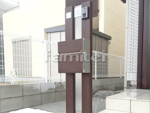 泉佐野市 新築シンプル オープン外構 玄関まわり アプローチ 門柱