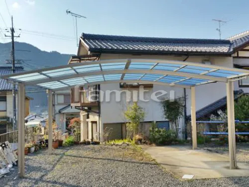 京都市左京区 エクステリア工事 カーポート LIXILリクシル ネスカR 横2台用(ワイド ツイン) R型アール屋根