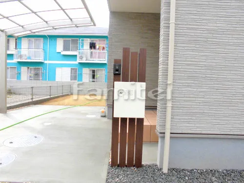 和歌山市 新築ベーシック オープン外構 門柱 郵便受けポスト カーポート 土間コンクリート テラス屋根
