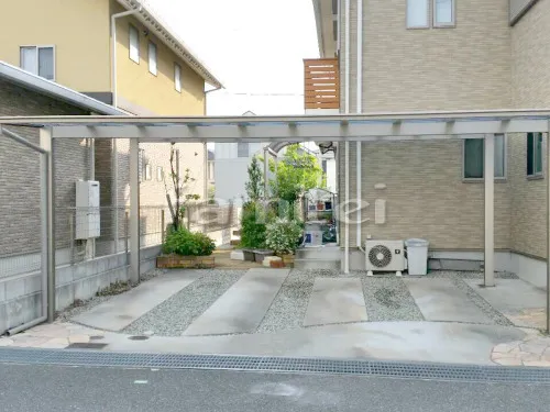 神戸市西区 エクステリア工事 カーポート LIXILリクシル ネスカF 横2台用(ワイド ツイン) F型フラット屋根