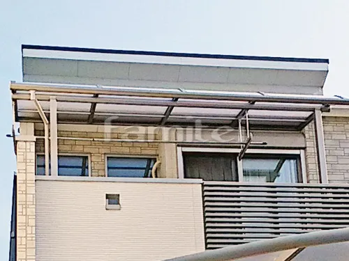 長岡京市 エクステリア工事 カーポート YKKAP レイナポートグラン 1台用(単棟) R型アール屋根 ベランダ屋根 レギュラーテラス屋根 2階用 R型アール屋根 物干し