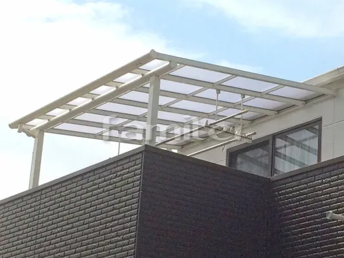 宝塚市 エクステリア工事 ベランダ屋根 フラットテラス屋根 2階用 F型 物干し