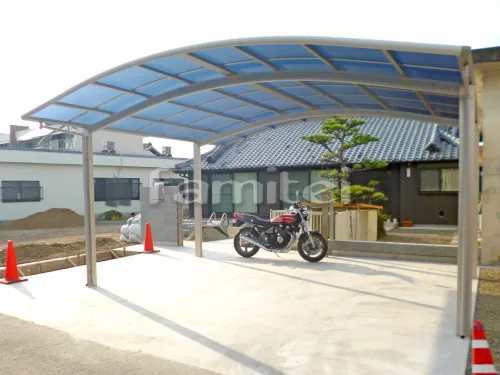 和歌山市 エクステリア工事 カーポート プライスポート 横2台用(ワイド ツイン) R型アール屋根