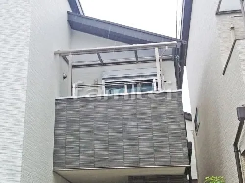 京都市右京区 エクステリア工事 ベランダ屋根 レギュラーテラス屋根 2階用 R型アール屋根