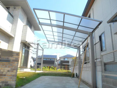 木津川市 エクステリア工事 カーポート LIXILリクシル ネスカR 1台用(単棟) R型アール屋根