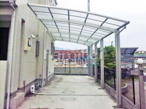 大和高田市 エクステリア工事 カーポート YKKAP レイナポートグラン 縦2台用(縦連棟) R型アール屋根