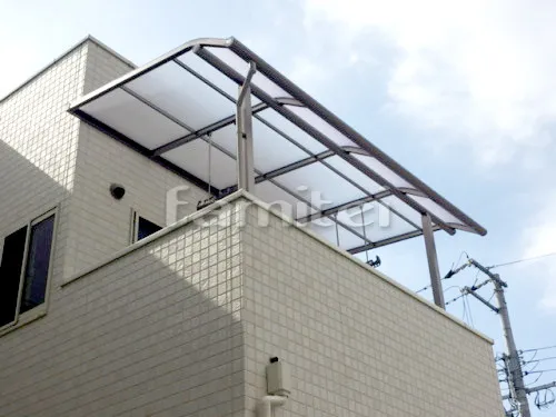 高石市 エクステリア工事 ベランダ屋根 レギュラーテラス屋根 ２階用 R型アール屋根 物干し