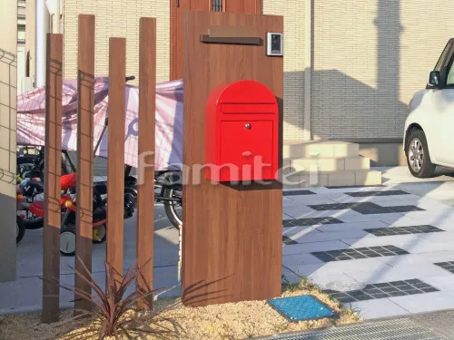 草津市 新築シンプル オープン外構 玄関まわり 門柱 アプローチ サイクルポート