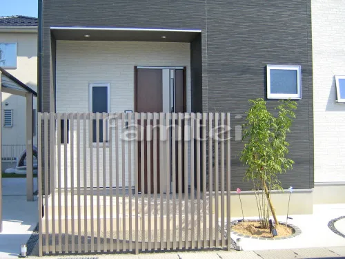 近江八幡市 新築シンプル オープン外構 目隠しフェンス塀 カーポート 土間コンクリート 人工芝