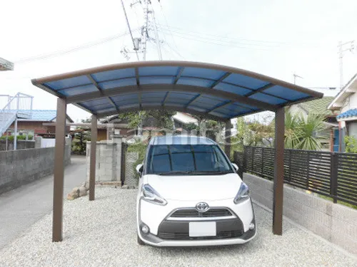 和歌山市 エクステリア工事 カーポート YKKAP レイナポートグラン 横2台用(ワイド ツイン) R型アール屋根