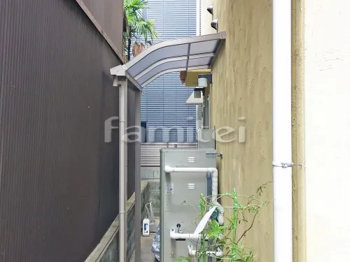 京都市下京区 エクステリア工事 雨除け屋根 レギュラーテラス屋根 1階用 R型アール屋根