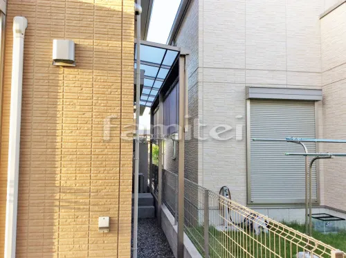 堺市西区 エクステリア工事 雨除け屋根 フラットテラス屋根 1階用 F型 目隠しパネル(前面)