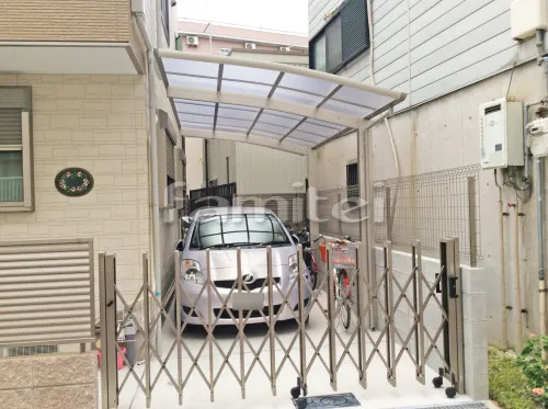 大阪市福島区 エクステリア工事 カーポート プライスポート 1台用(単棟) R型アール屋根