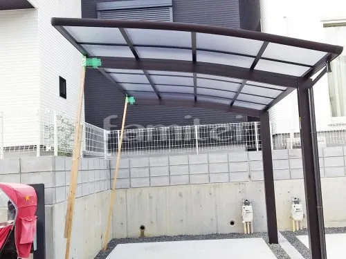 吹田市 エクステリア工事 カーポート YKKAP レイナポートグラン 1台用(単棟) R型アール屋根