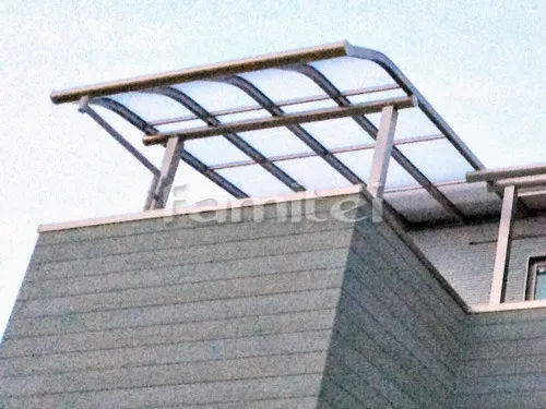 富田林市 エクステリア工事 ベランダ屋根 レギュラーテラス屋根 2階用 R型アール屋根 物干し ベランダ屋根 レギュラーテラス屋根 2階用 R型アール屋根
