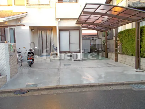 堺市美原区 リフォームシンプル オープン外構 袖壁 花壇 土間コンクリート カーポート 目隠しフェンス塀
