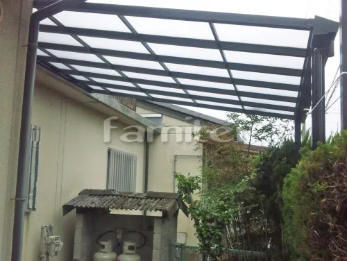 奈良市 エクステリア工事 雨除け屋根 フラットテラス屋根 1階用 F型