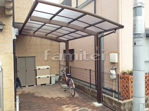 東大阪市 エクステリア工事 カーポート YKKAP レイナポートグラン 1台用(単棟) R型アール屋根