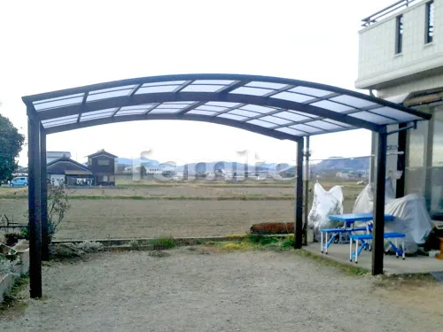 加古川市 エクステリア工事 カーポート YKKAP レイナポートグラン 横2台用(ワイド ツイン) R型アール屋根