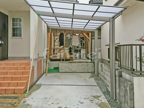 神戸市須磨区 エクステリア工事 カーポート LIXILリクシル ネスカF 1台用(単棟) F型フラット屋根