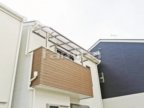 京都市西京区 エクステリア工事 ベランダ屋根 レギュラーテラス屋根 2階用 R型アール屋根 物干し