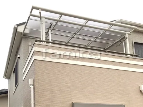 神戸市北区 エクステリア工事 雨除け屋根 フラットテラス屋根 1階用 F型 ベランダ屋根 フラットテラス屋根 2階用 F型