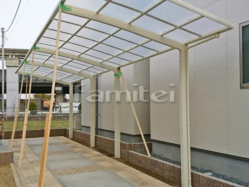 茨木市 エクステリア工事 カーポート LIXILリクシル ネスカR 縦2台用(縦連棟) R型アール屋根