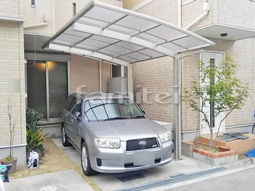 大阪市平野区 エクステリア工事 カーポート YKKAP レイナポートグラン 1台用(単棟) R型アール屋根